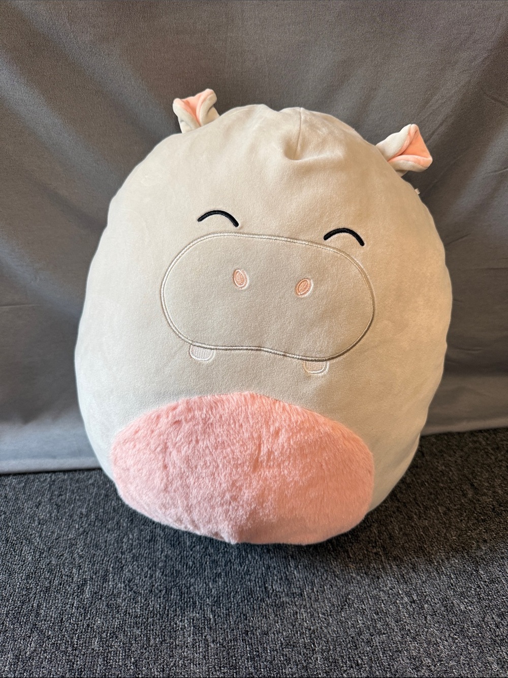 Cute Gray and Pink Hippo Squishmallow Gary the hippo 16” Rare